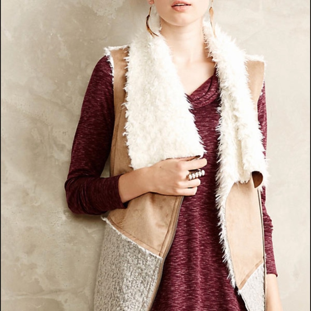 Anthro 'Saturday Sunday' Sherpa Moto Vest SZ S